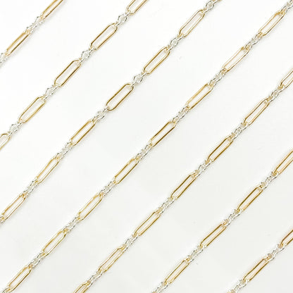 XM/2331/SP. 14k Gold Filled 1 Long & 3 Sterling Silver Short Link Chain