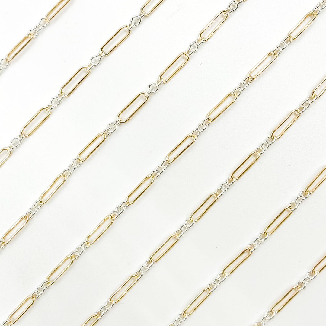 XM/2331/SP. 14k Gold Filled 1 Long & 3 Sterling Silver Short Link Chain