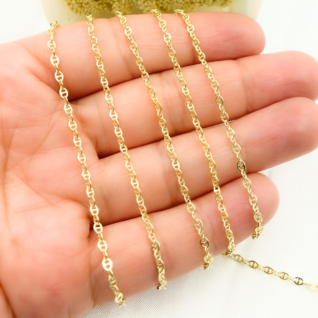 Gold Plated 925 Sterling Silver Fancy Link Chain. Z14GP