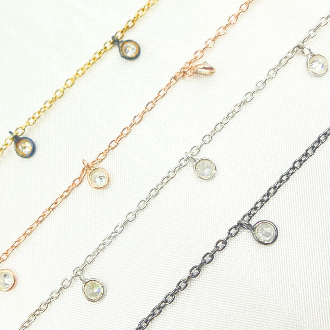 Cubic Zirconia Round 3mm Shape Dangle Chain