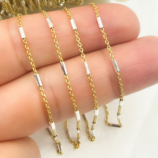 Sterling Silver Gold Plated Chain With Silver Tube