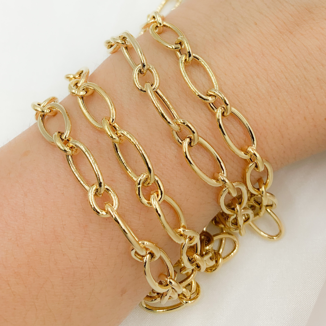 Gold Plated 925 Sterling Silver Smooth Oval Link Chain. 