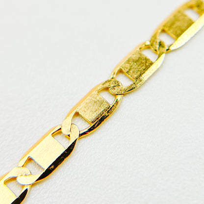 14k Solid Gold Mirror Marina Link Bracelet