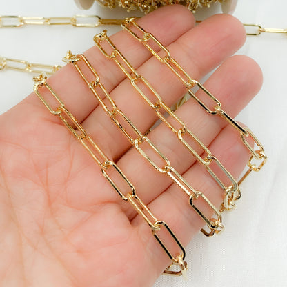 Gold Plated 925 Sterling Silver Flat Paperclip Chain. 