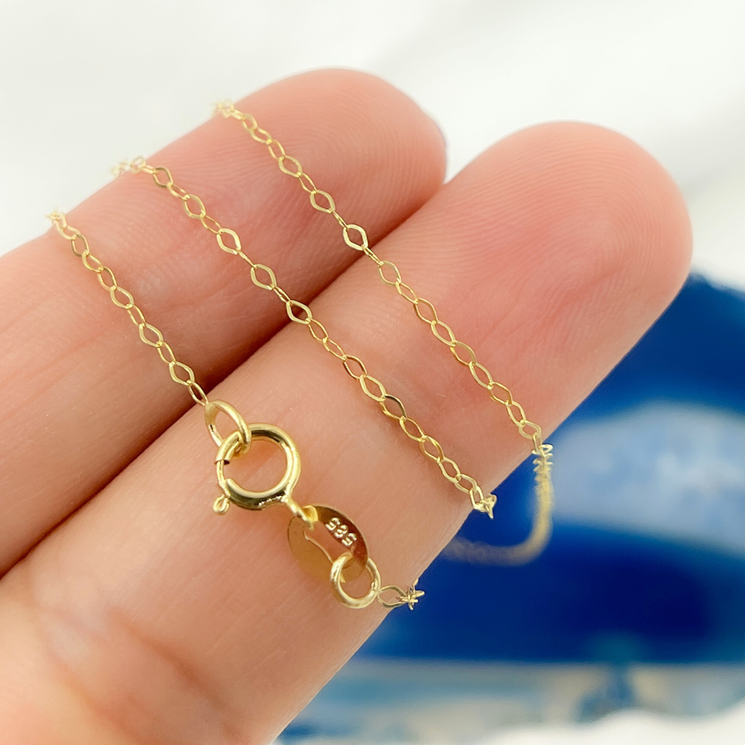 14k Solid Yellow Gold Flat Cable Chain