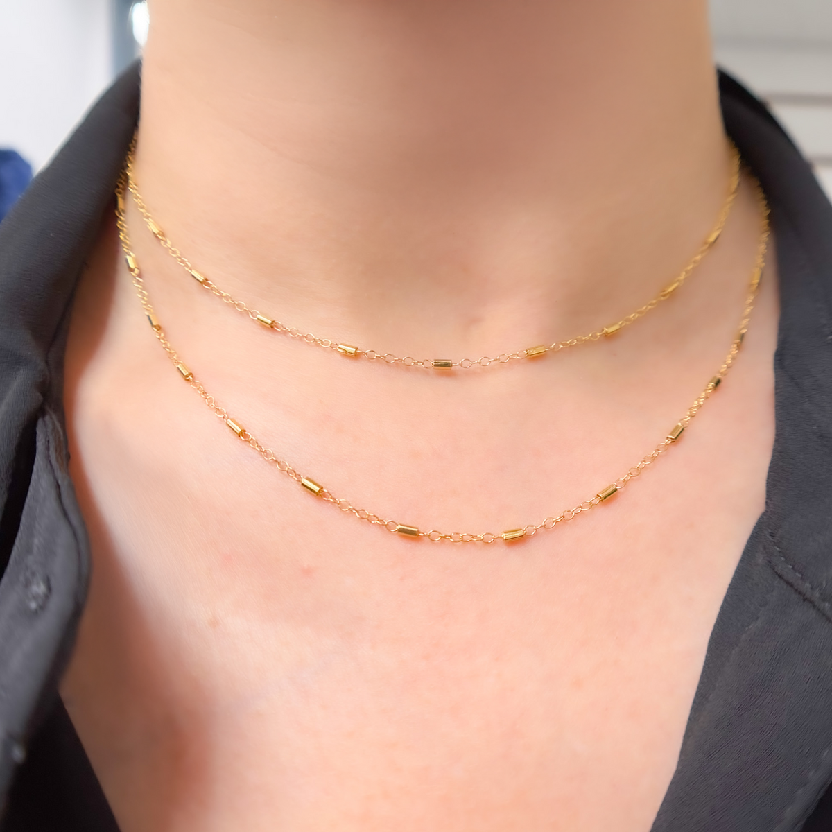 14K Gold-Filled Satellite Tube Finish Necklac