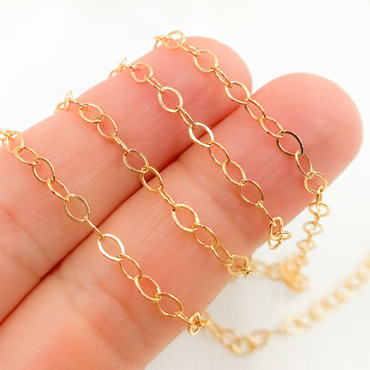 14K Gold Filled Oval Flat Link Chain