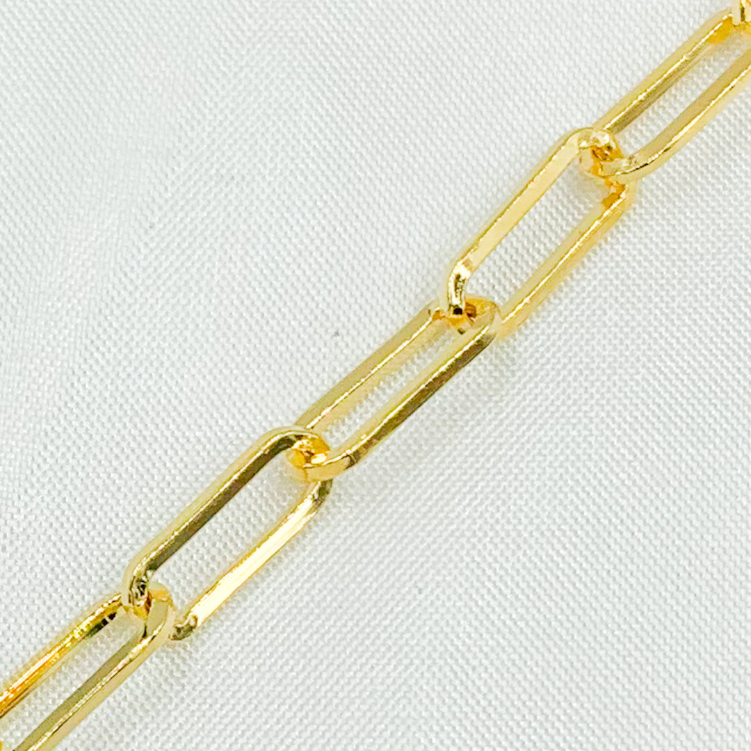V11GP. Gold Plated 925 Sterling Flat Paperclip Link Chain