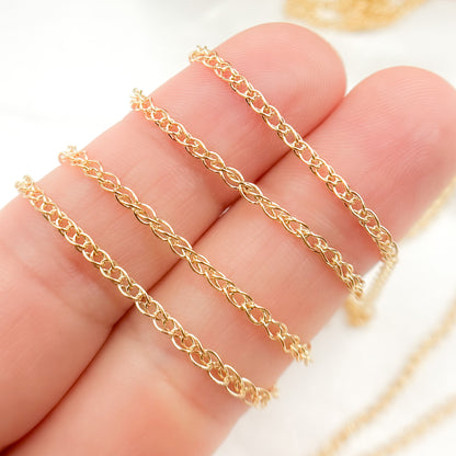 14K Solid Gold Wheat Chain