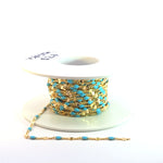 Load image into Gallery viewer, V269TURGF. Gold Filled Turquoise Color Enamel Marina Link Chain