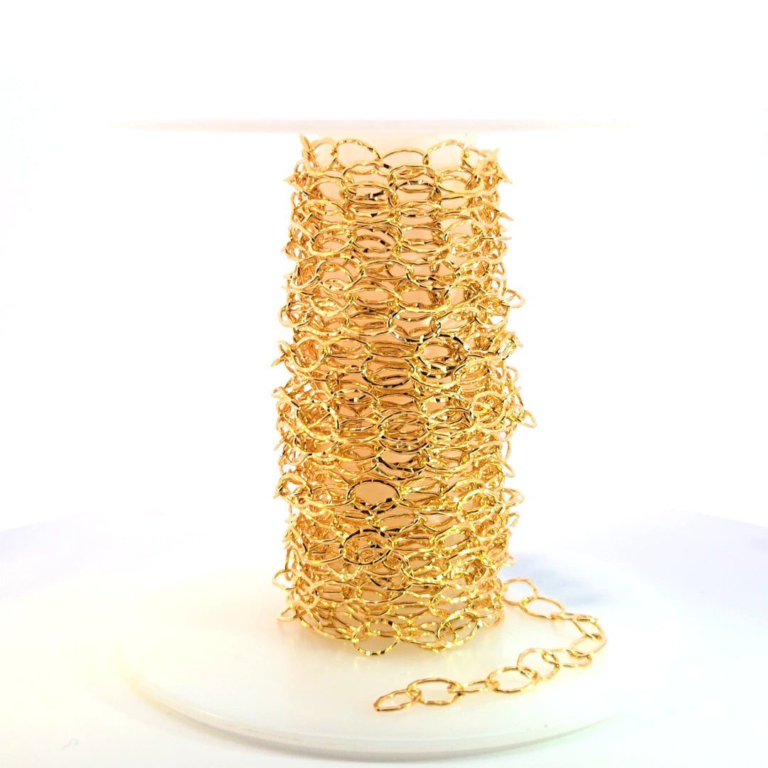 720KGF. 14K Gold Filled Hammered Oval Link Chain