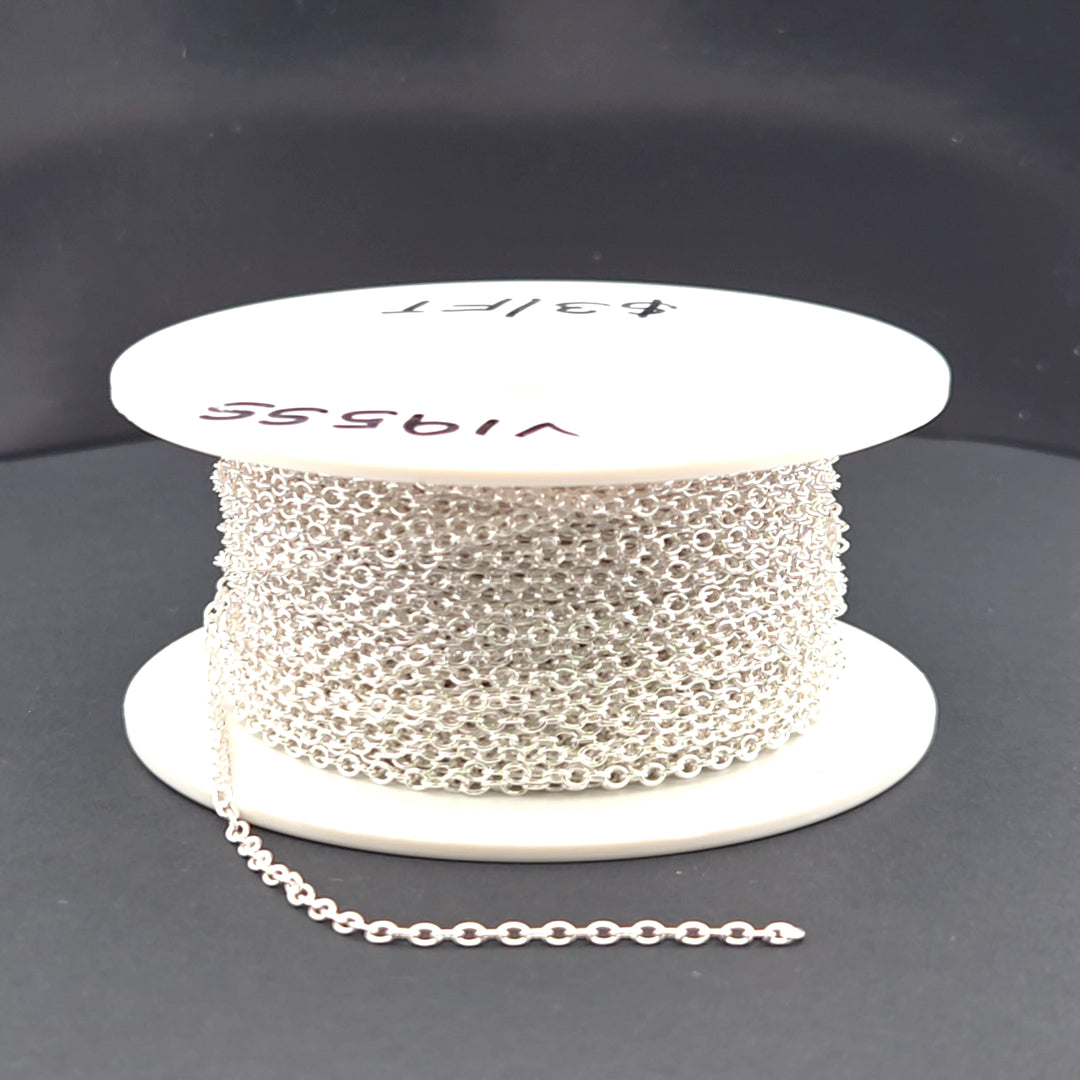 V195SS. Sterling Silver Smooth Oval Link Chain