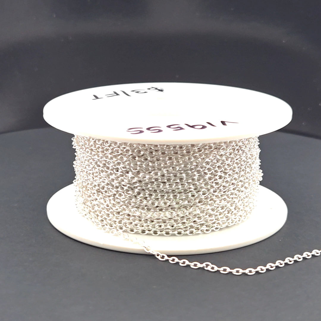 V195SS. Sterling Silver Smooth Oval Link Chain