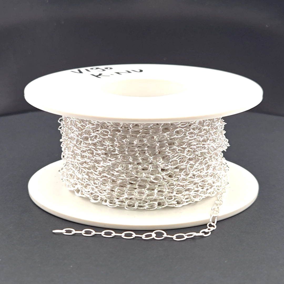V190SS. Sterling Silver Smooth Oval Link Chain