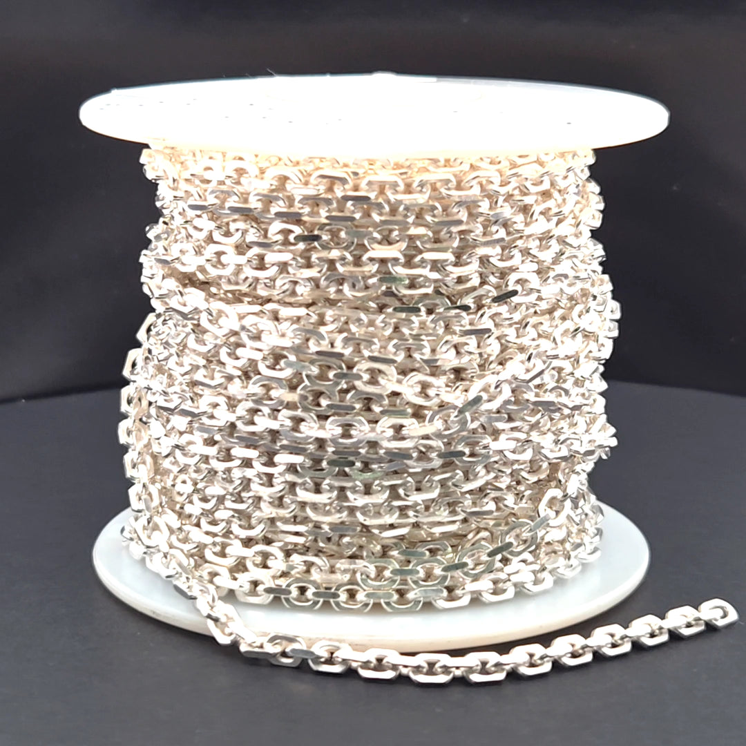 Z91SS. Sterling Silver Diamond Cut Oval Link Chain