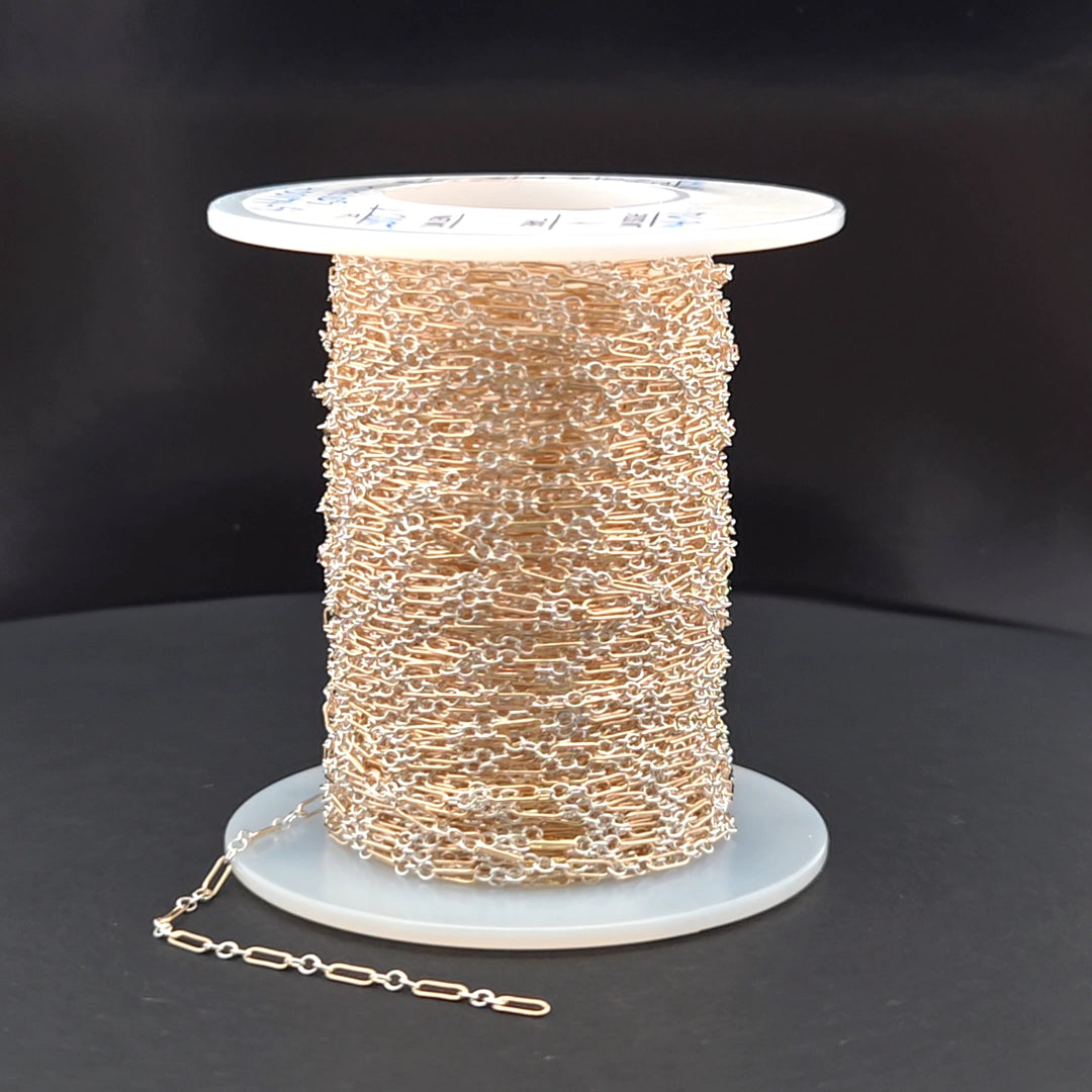 XM/1003/SP. 14k Gold Filled 1 Long & 3 Sterling Silver Short Link Chain