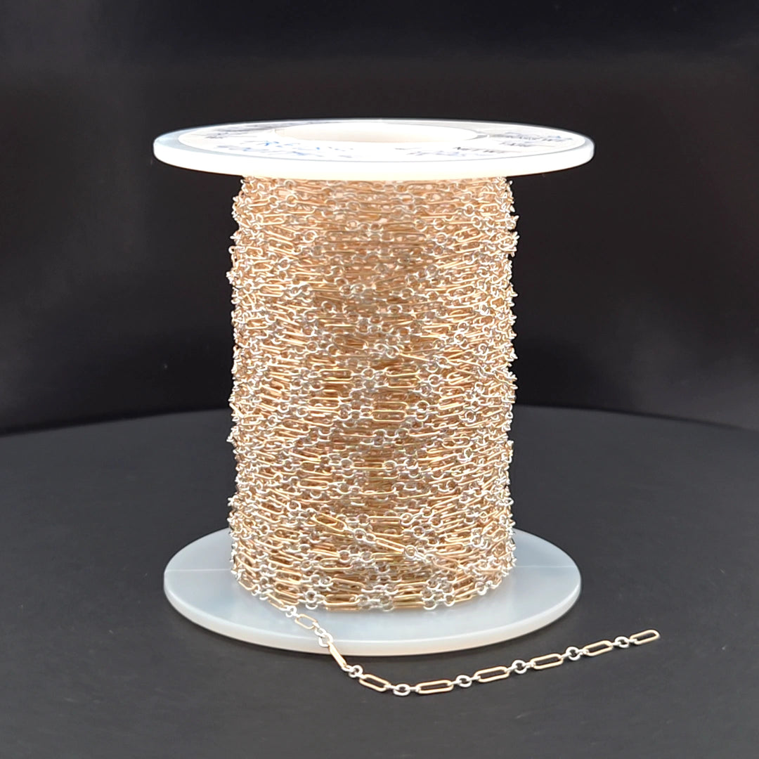 XM/1003/SP. 14k Gold Filled 1 Long & 3 Sterling Silver Short Link Chain