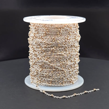 XM/S1322E/11G/SP. Sterling Silver Cable Chain with 14K Gold Filled Beads – Mixed Metal Design