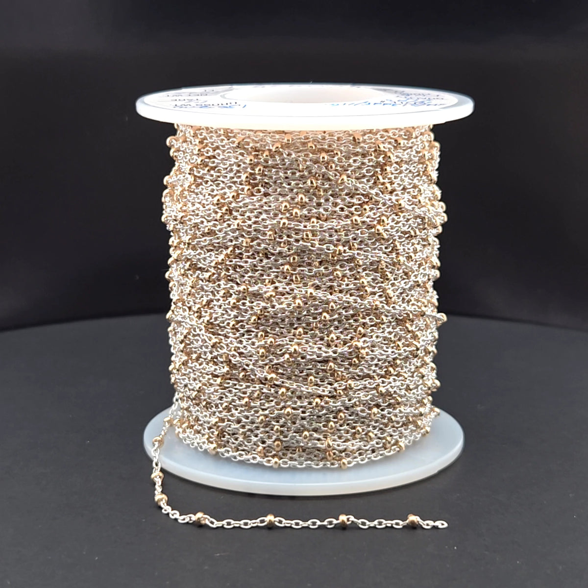 XM/S1322E/11G/SP. Sterling Silver Cable Chain with 14K Gold Filled Beads – Mixed Metal Design