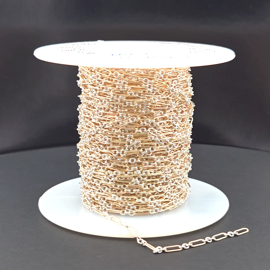 XM510TT. 1 Gold Filled Long & 3 Sterling Silver Short Link Chain