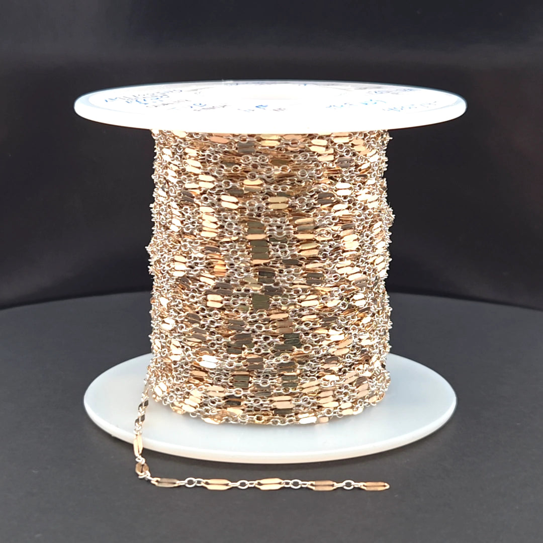 XM/1003HD/SPTT. 14K Gold-Filled and Silver Flat Marina Cable Link Chain