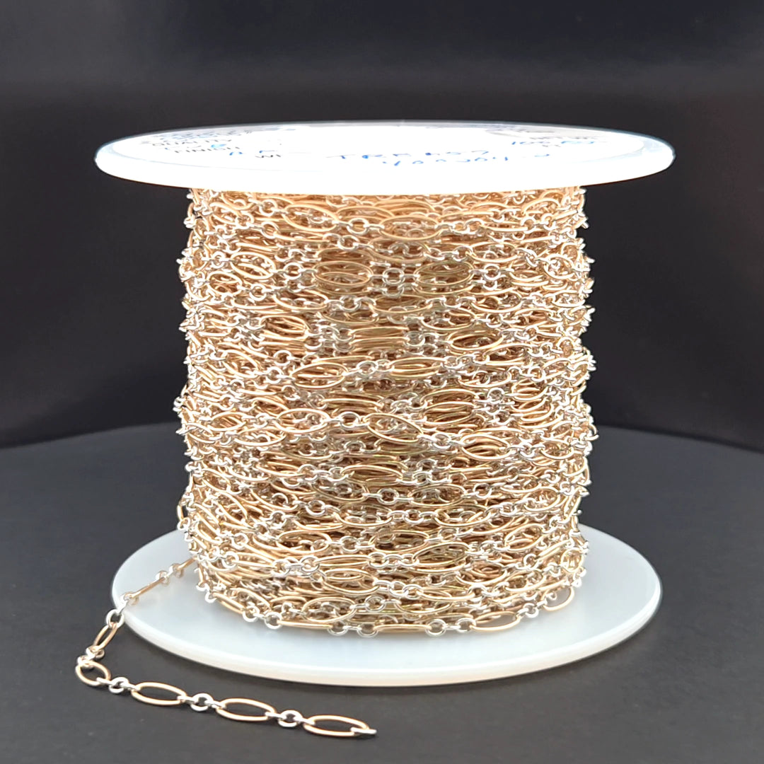 XM/1023. Two Tone Oval and Round Links Chain