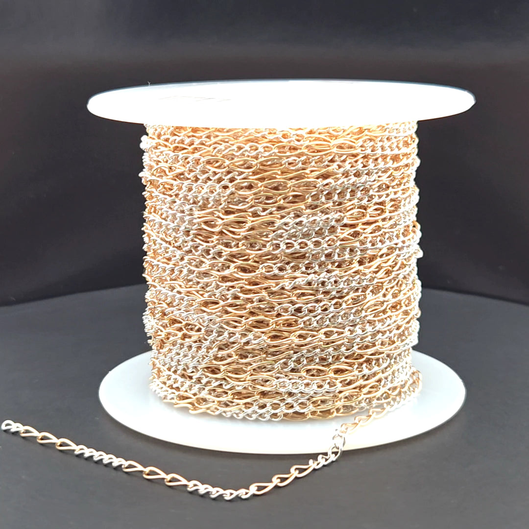 2453CTT. Gold Filled and Sterling Silver Long and Short Link Chain