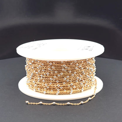 V288TT. Gold Filled with Sterling Silver Beads Satellite Chain