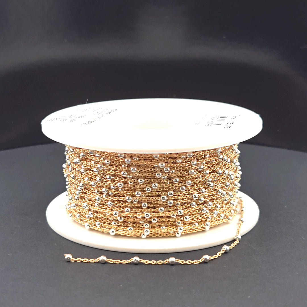 V288TT. Gold Filled with Sterling Silver Beads Satellite Chain
