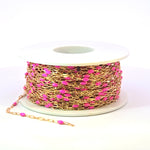Load image into Gallery viewer, V295PKGF. 14K Gold Filled Pink Color Enamel with Paperclip and Diamond Cut Marina Links