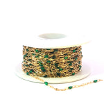 Load image into Gallery viewer, V295GRGF. 14K Gold Filled Green Color Enamel with Paperclip and Diamond Cut Marina Links