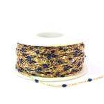 Load image into Gallery viewer, V295BLGF. 14K Gold Filled Blue Color Enamel with Paperclip and Diamond Cut Marina Links