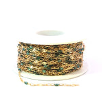 Load image into Gallery viewer, V295OGGF. 14K Gold Filled Olive Green Color Enamel with Paperclip and Diamond Cut Marina Links