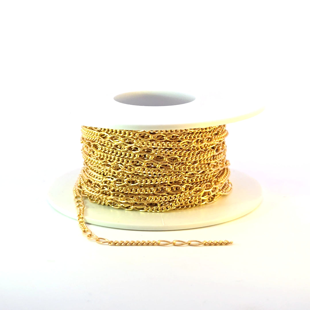 V240GF. 14k Gold Filled 3 Links Long and Curb Chain in Between