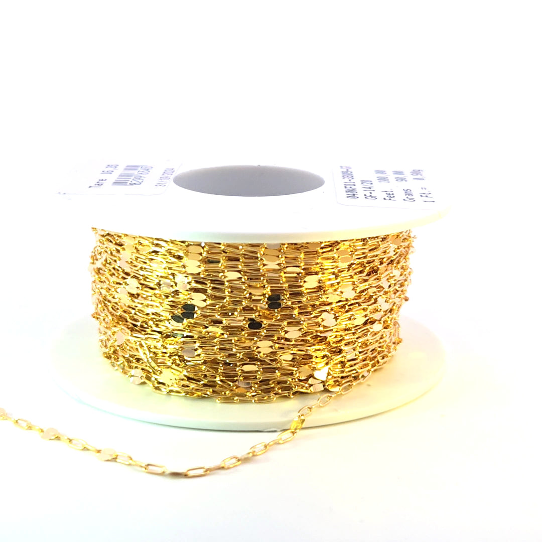 V225GF. 14k Gold Filled Marina and Cable Link Chain