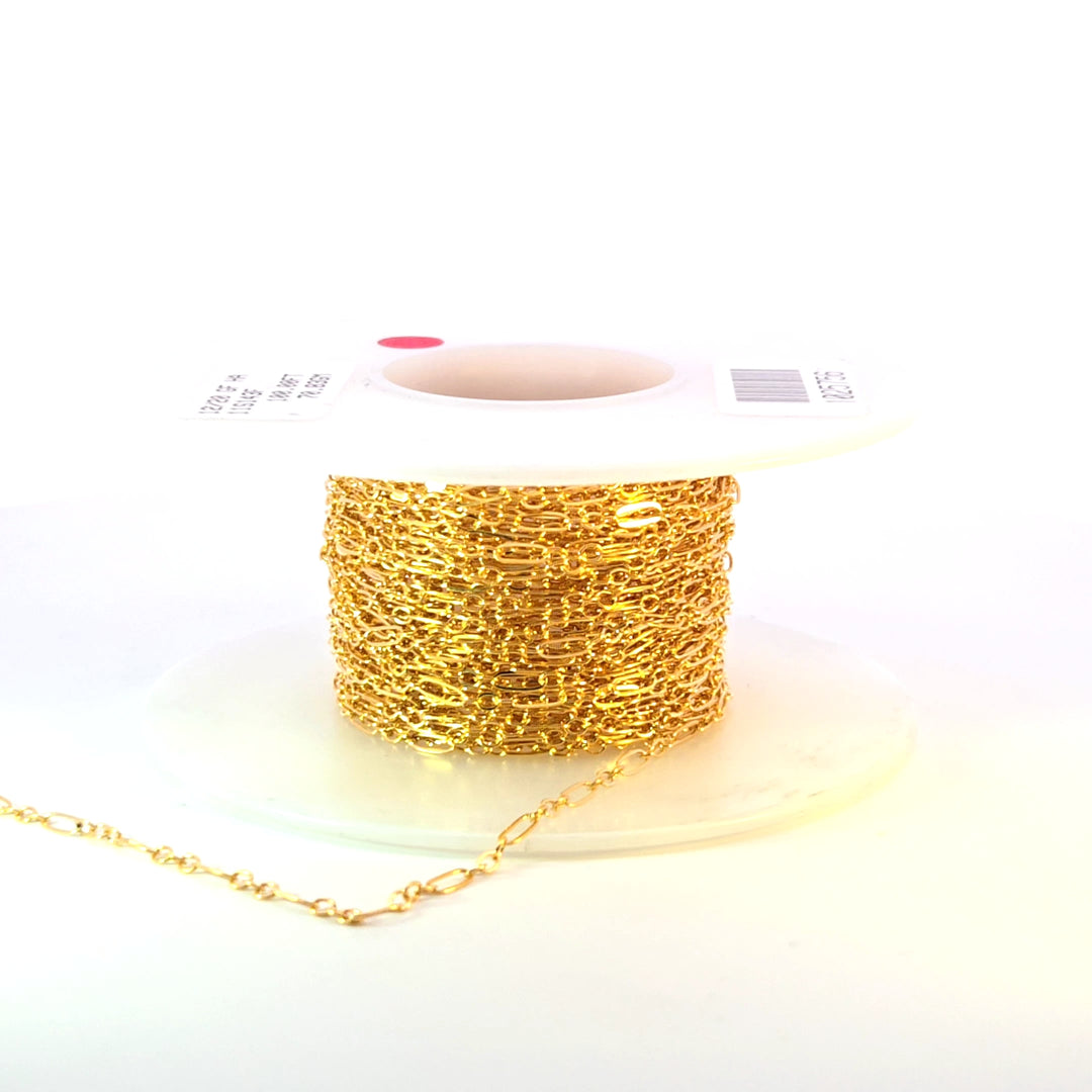 143FGF. 14k Gold Filled Flat Long and Short Link Chain.