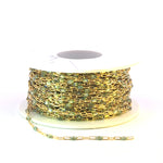 Load image into Gallery viewer, V250-OP3GF. Gold Filled Green Shade Color Opal Enamel Cable Chain
