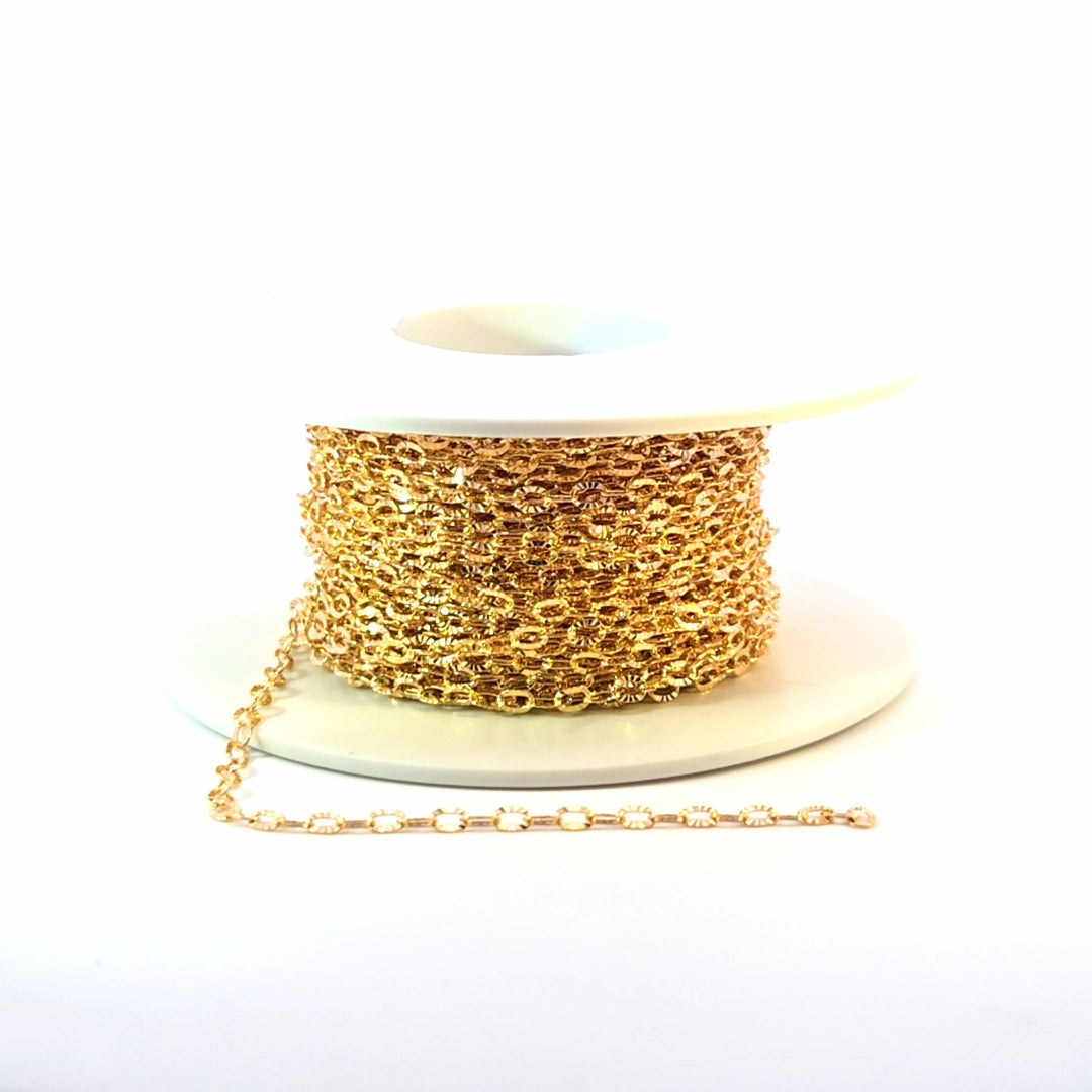 V187GF. 14k Gold Filled Diamond Cut Oval Link