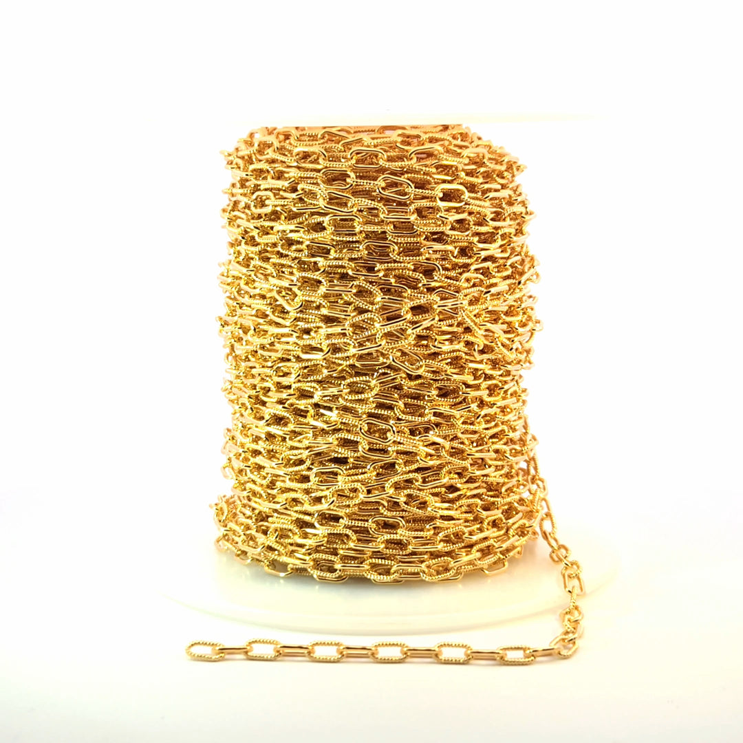 40061P1TGF. 14k Gold Filled Elongated Cable Twisted and Plain Link Chain