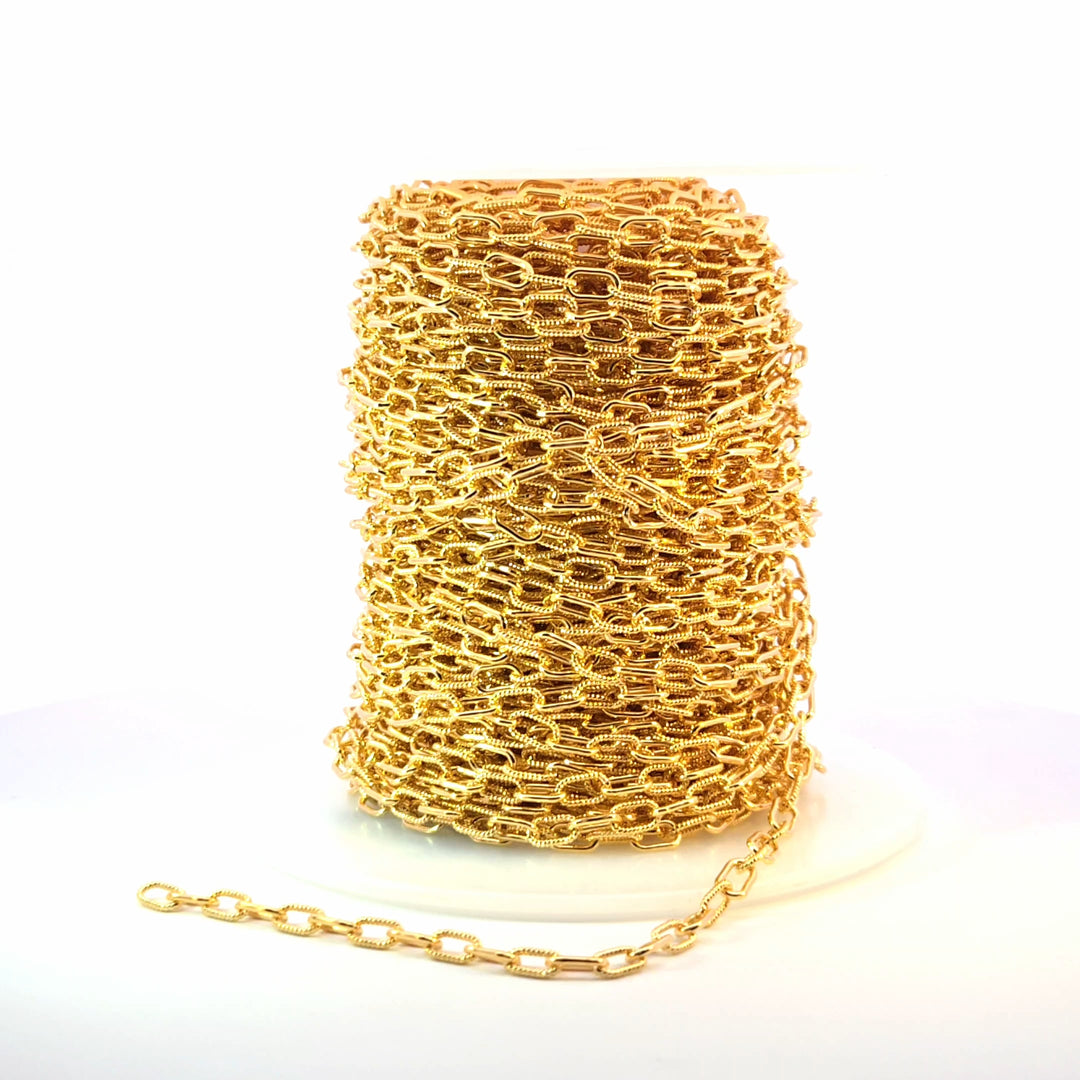 40061P1TGF. 14k Gold Filled Elongated Cable Twisted and Plain Link Chain