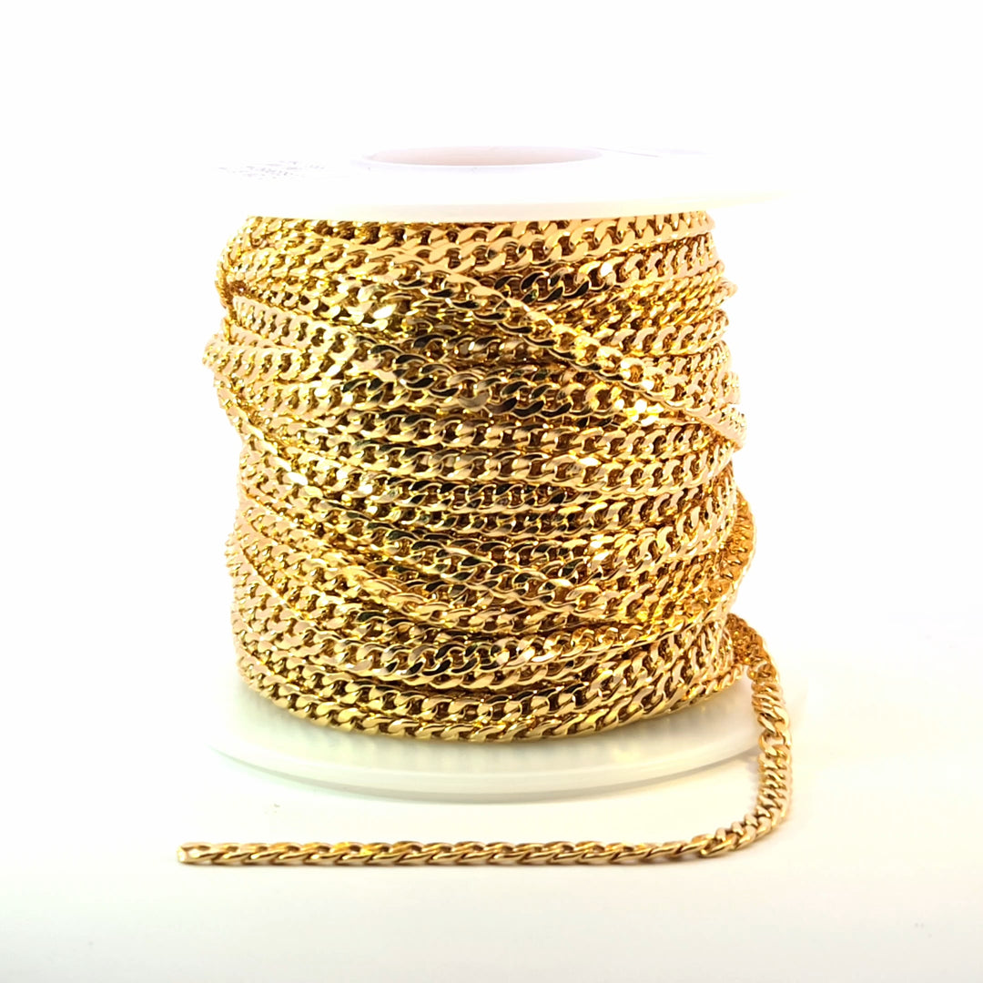 3309CHRGF. Gold Filled Flat Round Shape Curb Chain