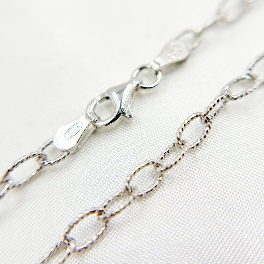 White Rhodium 925 Sterling Silver Textured Cable Necklace. 80DRM