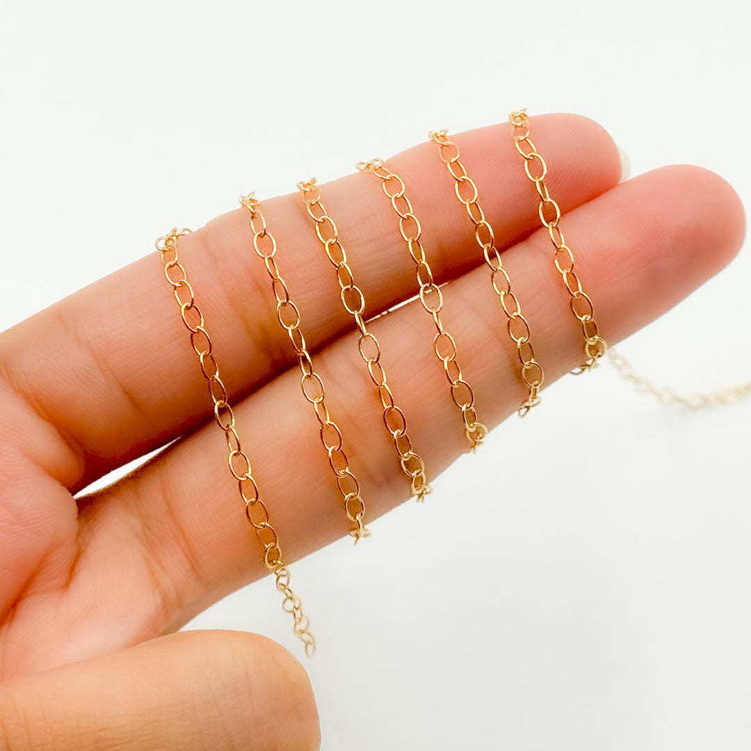 V100GP. Gold Plated Sterling Silver Oval Cable Chain