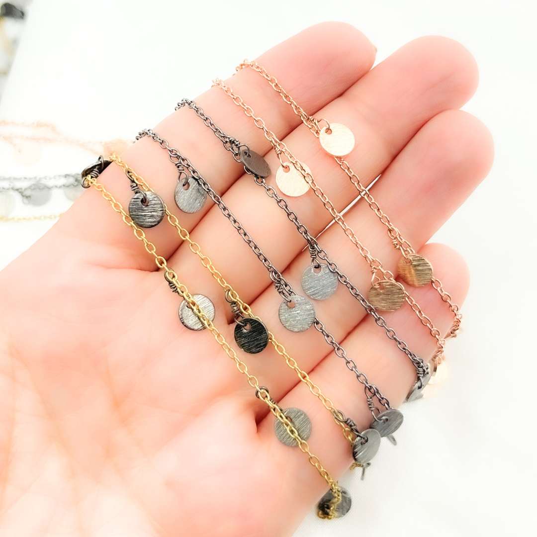 302D. Disc Shape 6mm Dangle Wire Chain