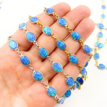 Load image into Gallery viewer, Created Blue Opal Oval Shape Connected Chain. CBO10
