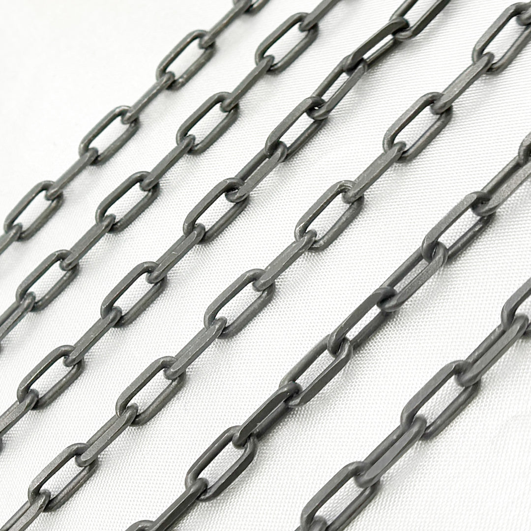 V184BRM. Oxidized 925 Sterling Silver Smooth Paperclip Chain