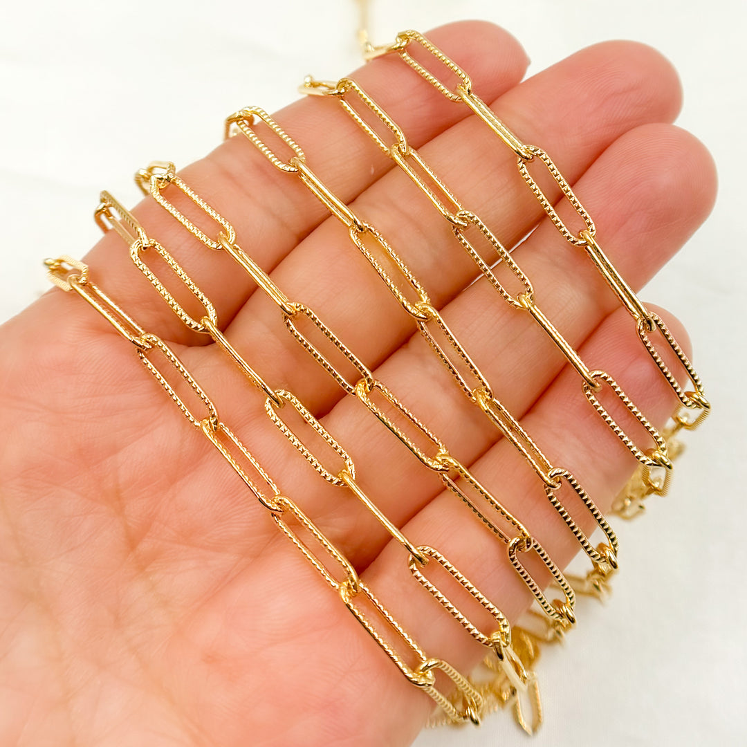 4002LGF. 14K Gold Filled Hammered Paperclip Chain