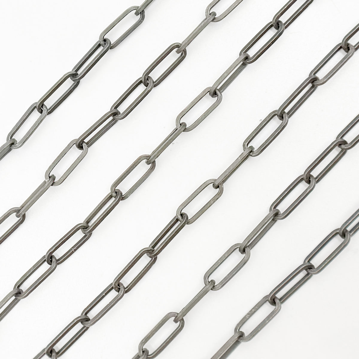 Black Rhodium Sterling Silver Matte Paperclip Chain