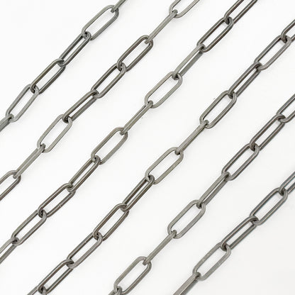 Black Rhodium Sterling Silver Matte Paperclip Chain
