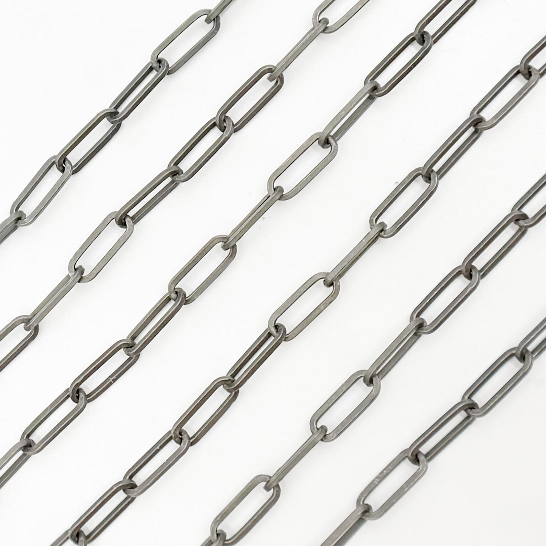 Black Rhodium Sterling Silver Matte Paperclip Chain